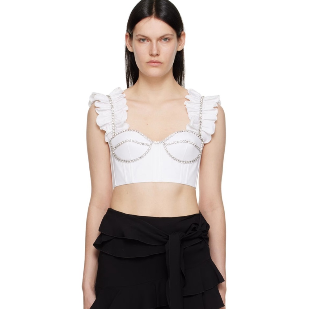 Area white ruffle top